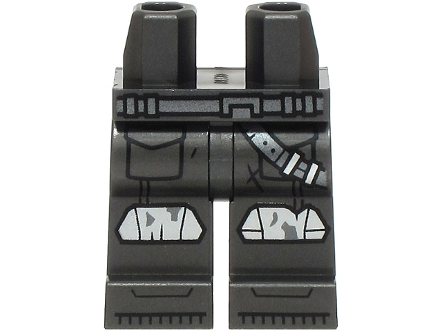 Hips and Legs with Pockets, Dark Silver Belt and Strap, Silver Knee Pads, Black Shoe Tips Pattern