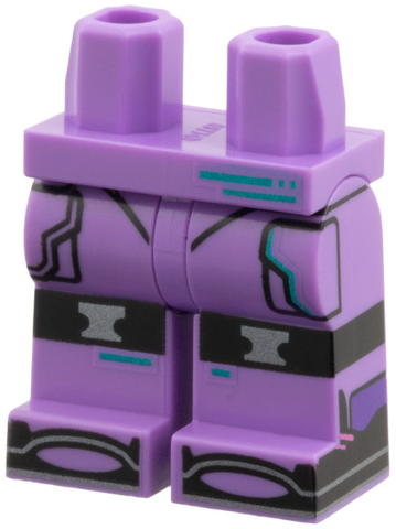 Hips and Legs with Dark Turquoise Stripes, Black Knee Pads, Pocket Lines, and Toes, Silver Trim Pattern