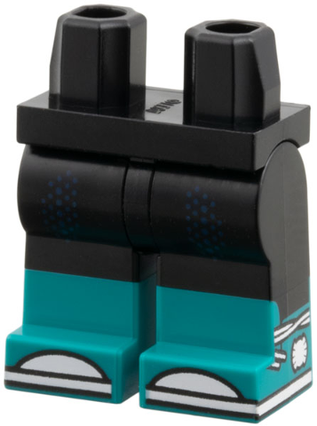 Hips and Legs with Molded Dark Turquoise Lower Legs / Boots and Printed Dark Blue Dots, White Toes, Soles and Laces Pattern