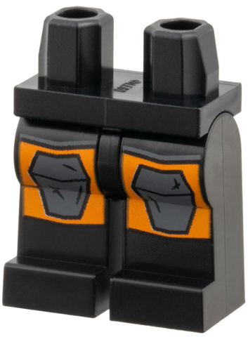 Hips and Legs with Dark Bluish Gray Hexagonal Panels on Orange Squares Pattern