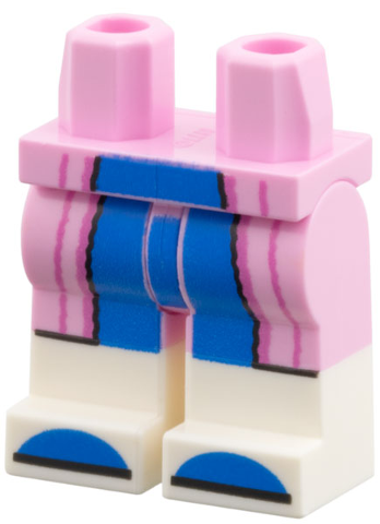 Hips and Legs with Molded White Lower Legs / Boots and Printed Robe Ends with Dark Pink Hem, Blue Pants and Toes Pattern
