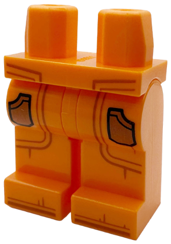 Hips and Legs with Dark Orange Jumpsuit Seams, Shoes and Pockets with Black Outlines Pattern