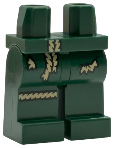 Hips and Legs with Black Tears, Tan Stuffing, Rope Belt Ends and Knee Wrap Pattern