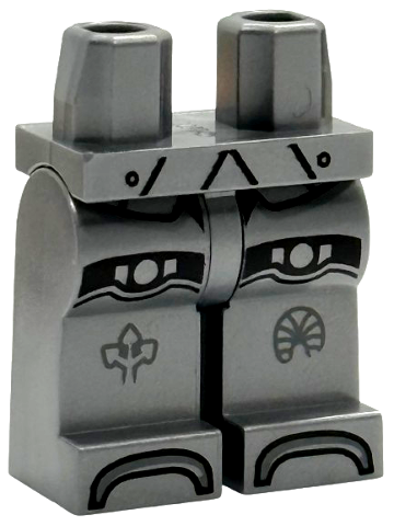 Hips and Legs with Black Knee Pads and Rivets, Dark Silver Symbols and Curved Toe Plates Pattern