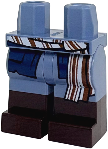 Hips and Legs with Molded Dark Brown Lower Legs / Boots and Printed Reddish Brown and White Striped Sash, Dark Blue Vest Ends Pattern