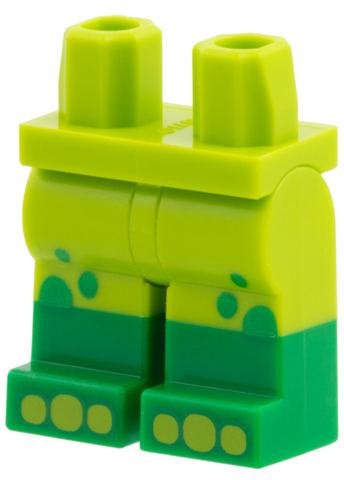 Hips and Legs with Molded Green Lower Legs / Boots, Bright Green Spots, Lime Toes Pattern