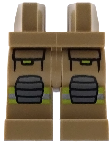 Hips and Legs with Pockets, Lime and Silver Reflective Stripes and Dark Bluish Gray Knee Pads Pattern