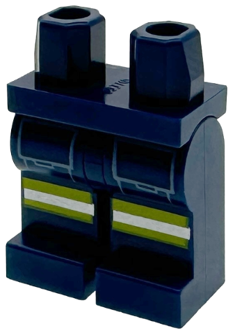 Hips and Legs with Lime and Silver Reflective Stripes and Medium Blue Pockets Pattern