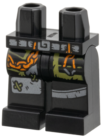 Hips and Legs with Silver Belt and Kneepads, Orange Chain and Carabiner, Olive Trim Pattern