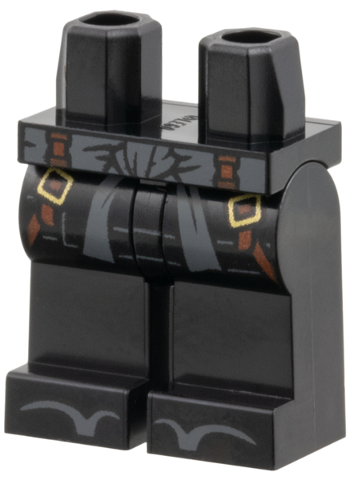 Hips and Legs with Dark Bluish Gray Sash and Sandals, Reddish Brown Straps with Gold Buckles Pattern