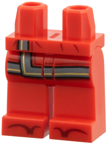 Hips and Legs with Coattails with Dark Bluish Gray Hem, Gold Trim, Dark Red Sandals Pattern