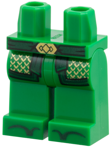 Hips and Legs with Dark Green Sash and Sandals, Coatails with Dark Green Hem, Gold Buckle and Chevrons Pattern