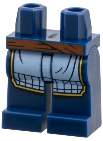 Hips and Legs with Reddish Brown Sash, Bright Light Blue Apron with Gold Border Pattern