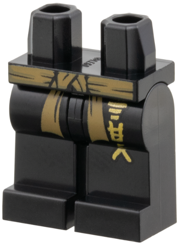 Hips and Legs with Dark Tan Sash, Gold Ninjago Logogram 'TER' Pattern