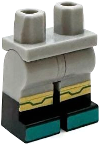 Hips and Legs with Molded Black Lower Legs / Boots and Printed Gold Knee Bands with Dark Turquoise Lines and Toes Pattern