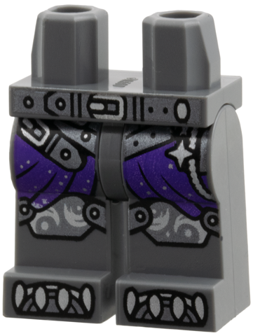 Hips and Legs with Dark Silver Belt, Kneepads, Silver Buckle, Chain, Dark Purple Skirt Pattern