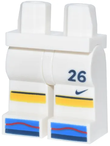 Hips and Legs with Shorts with Yellow Trim and Dark Blue Number 26, Dark Azure and Red Shoes Pattern