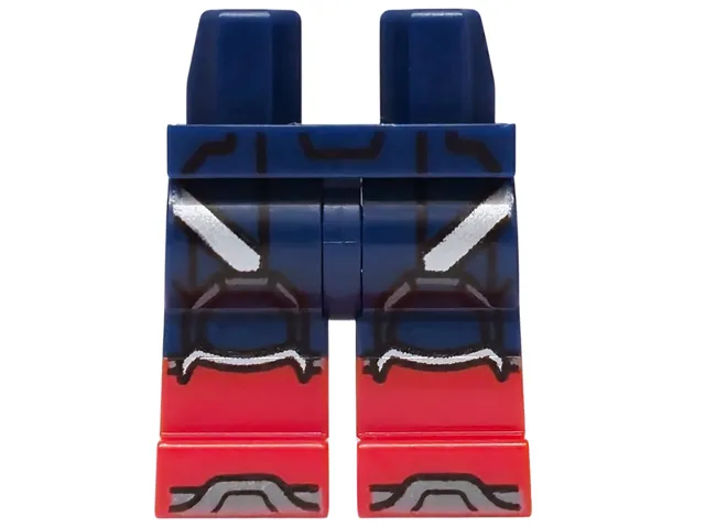 Hips and Legs with Molded Red Lower Legs / Boots and Printed Armor, Silver Straps and Boot Tips Pattern
