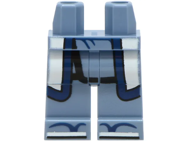 Hips and Legs with White and Dark Blue Robe Ends and Sandals, Black Shirt Tail Pattern