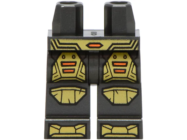 Hips and Legs with Gold Armor Plates with Orange Trim, Knee Pads and Shoes Pattern