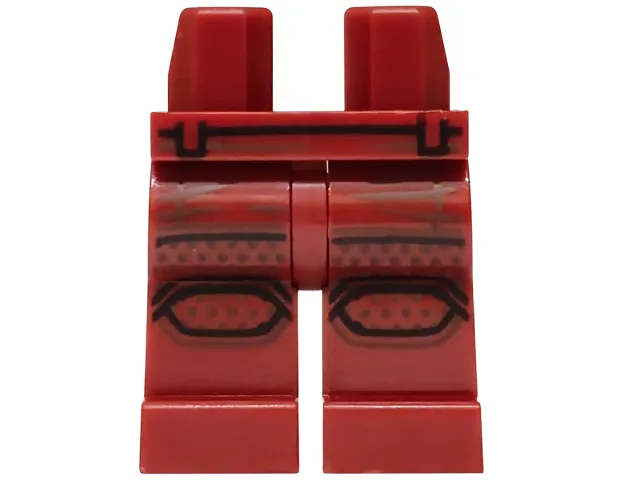 Hips and Legs with Black Belt Outline and Knee Pads, Reddish Brown Dots and Creases Pattern