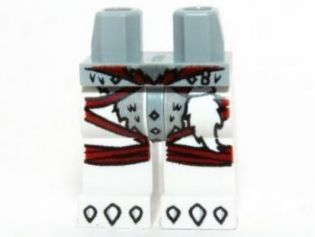 Hips and White Legs with Dark Red Straps, Gray Fur, White Tail and White Claws Pattern