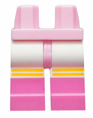 Hips and White Legs with Molded Dark Pink Lower Legs / Boots and Printed Bright Light Orange Stripes Pattern