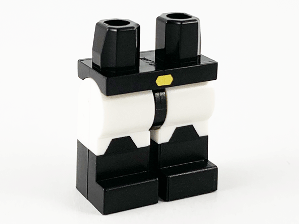 Hips and White Legs with Black Boots, Gold Buckle and Black Trapezoid Knee Plates Pattern