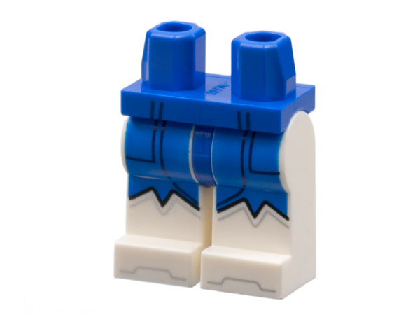 Hips and White Legs with Blue Leggings Tucked into Boots, Black Pockets Outline Pattern