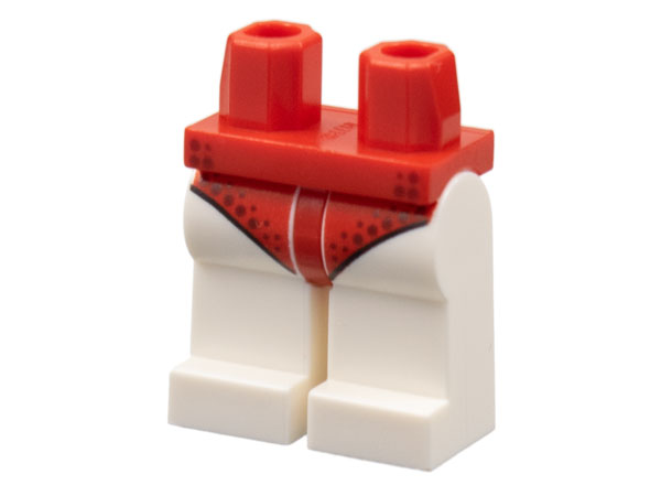 Hips and White Legs with Red Leotard with Dark Red Spots Pattern