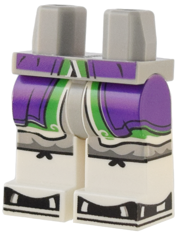 Hips and White Legs with Dark Purple Robe Ends with Bright Green Trim, Light Bluish Gray Pants, and Black Sandals Pattern