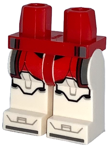 Hips and White Legs with SW Clone Trooper Commander Fox Armor, Red and Black Markings and Dark Bluish Gray Kama Pattern