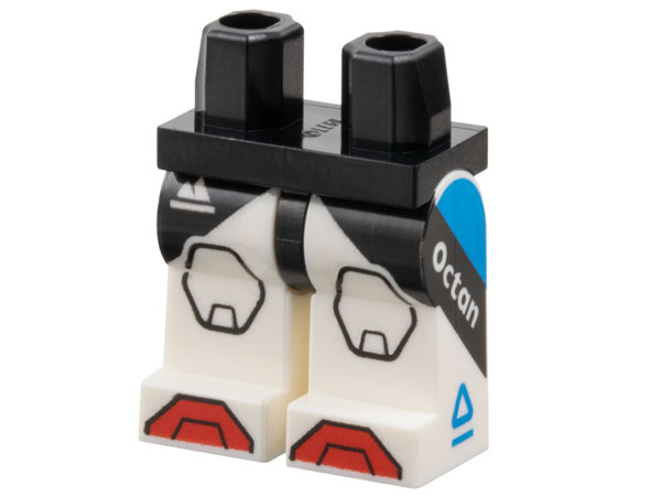 Hips and White Legs with Sport Mountain Logo, Black Panels and Knee Pads, Red Toes, and Dark Azure Triangle and 'Octan' on Sides Pattern