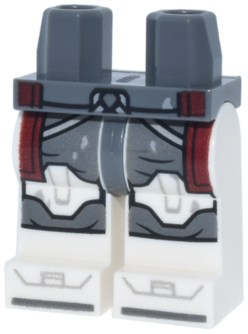 Hips and White Legs with SW Clone Trooper Armor, Dark Bluish Gray Pants, Light Bluish Gray Markings and Straps and Dark Red Kama Pattern