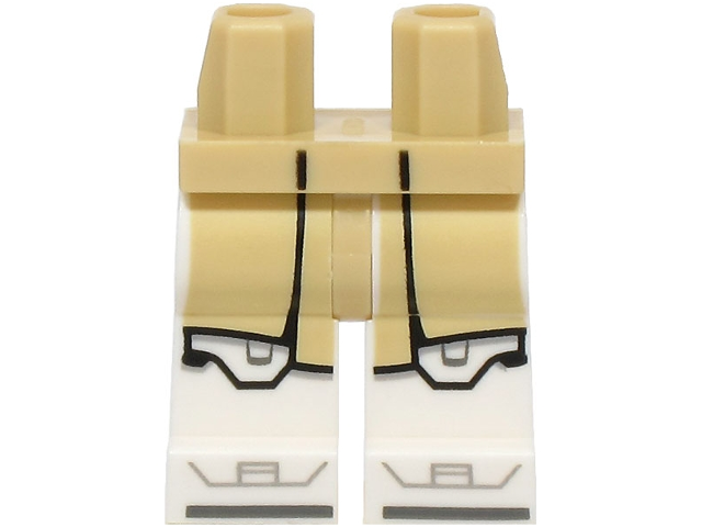 Hips and White Legs with SW Tan Robe Ends, Black Knee Pads, Light Bluish Gray and Dark Bluish Gray Shoe Tips Pattern