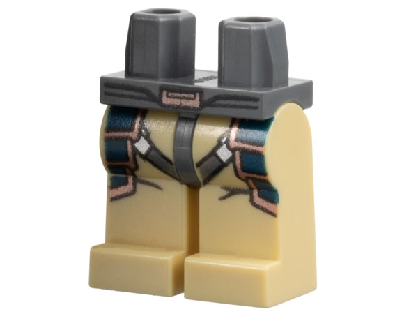 Hips and Tan Legs with Copper Belt Buckle, Dark Bluish Gray Thigh Straps, and Dark Blue and Copper Layered Armor Plates Pattern