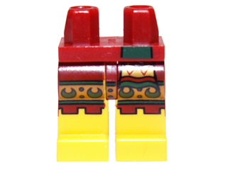 Hips and Yellow Legs with Dark Red Loincloth and Gold Aztec Pattern