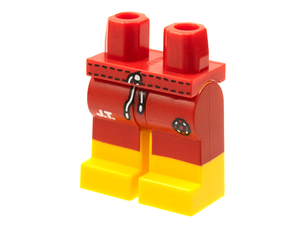 Hips and Yellow Legs with Red Swim Trunks with White 'JT' Pattern