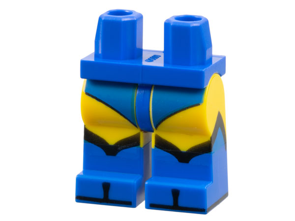 Hips and Yellow Legs with Molded Blue Lower Legs / Boots and Printed Leotard, Black Angled Boot Tops and Soles Pattern