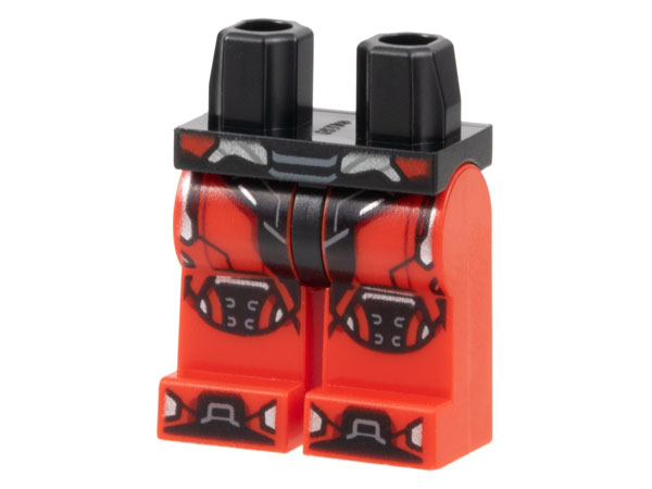 Hips and Red Legs with Black Armor, Knee Pads, and Toes, Silver and White Trim Pattern