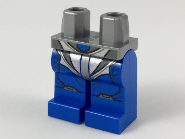 Hips and Blue Legs with Silver Leotard, Black Panel Lines, Dark Bluish Gray Knee Pads Pattern