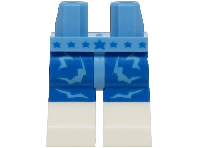 Hips and Blue Legs with Molded White Lower Legs / Boots and Printed Medium Blue Lightning Bolts and Blue Stars Pattern (BAM)