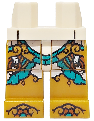 Hips and Pearl Gold Legs with Dark Turquoise, Medium Nougat and White Robe Ends, Rings and Shoe Tips Pattern
