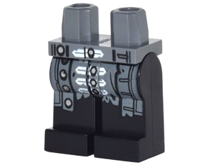 Hips and Black Legs with Dark Bluish Gray Naval Uniform Jacket Tails Tattered with Silver Buttons and White Trim Pattern