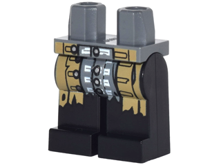 Hips and Black Legs with Dark Tan Naval Uniform Jacket Tails Tattered with Silver Buttons and White Trim Pattern