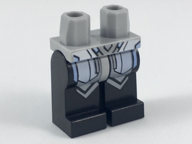Hips and Black Legs with White and Light Bluish Gray Armor Panels, Bright Light Blue Trim Pattern