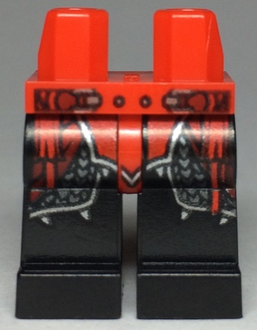 Hips and Black Legs with Ninjago Red Plate Armor and Silver Scale Armor, Belt with Buckles and Red Sash Pattern