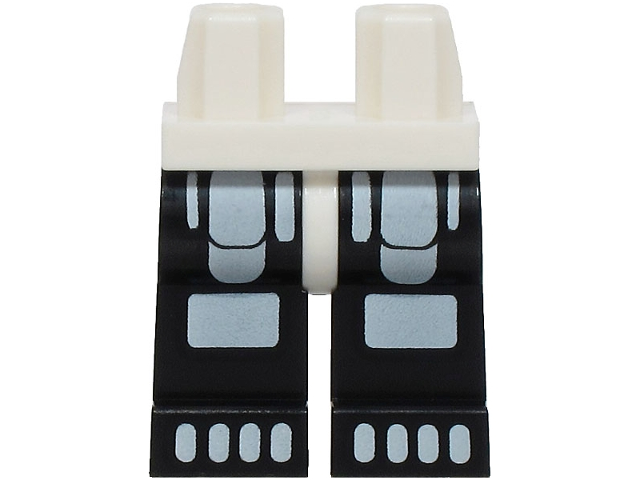 Hips and Black Legs with White Minifigure Skeleton Thighs, Knees and Toes Pattern (BAM)