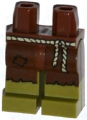 Hips and Olive Green Legs with Dark Brown Leggings Tattered with Patch and Rope Belt Pattern