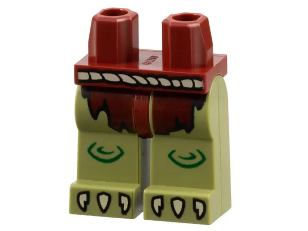 Hips and Olive Green Legs with Tan Rope Belt and Claws, Dark Red Loincloth, Dark Green Knee Knobs Pattern